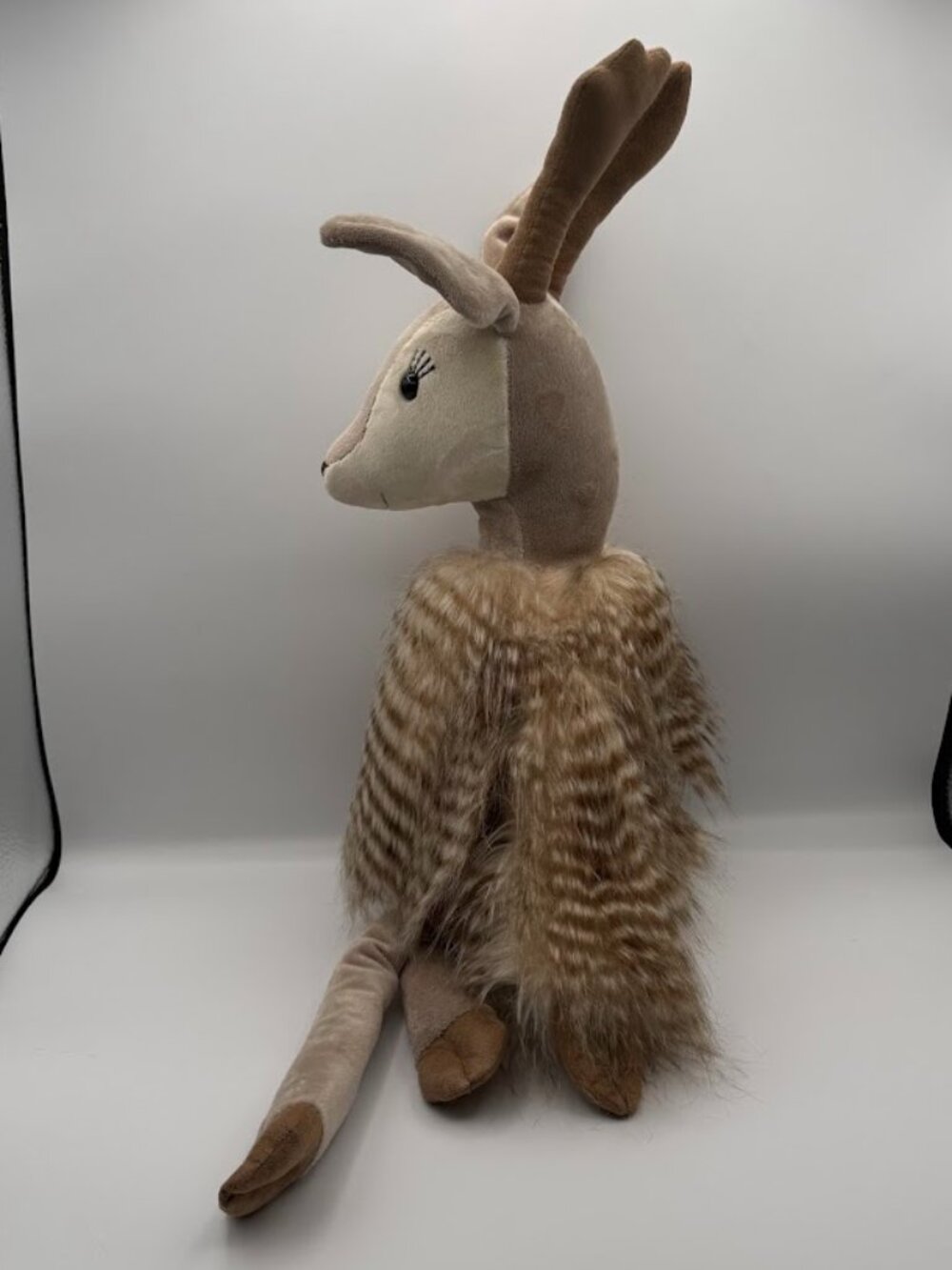 JELLYCAT Roxie Reindeer Deer Tan, Cream, Feathery Stuffed Plush 28” Large - Picture 5 of 11